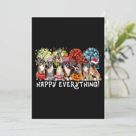 Happy Everything Boxer Dog Seasons All Year Tree L 招待状 (スタンド正面)