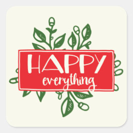 Happy Everything Holidayのステッカーラベル スクエアシール