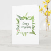 Happy Everything Holiday Card with Green Leaves カード (黄色い花)