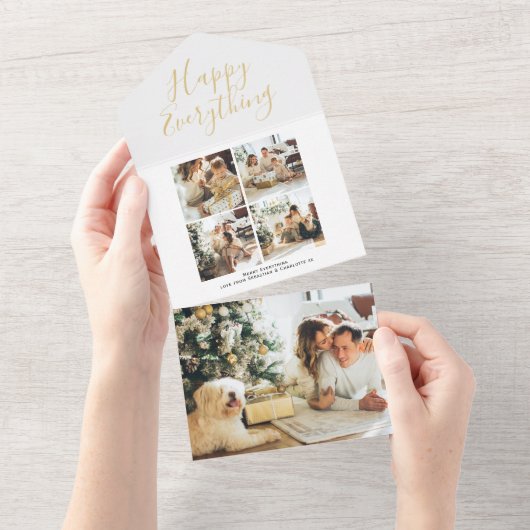 Happy Everything Photo Collageクリスマスカード オールインワン招待状 (貼ってはがせる)
