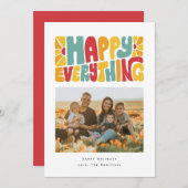 Happy Everything Retro Bubble Letters Photo Card シーズンカード (正面/裏面)