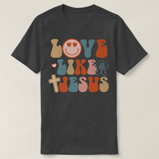 Happy Face Love Like Jesus Faith Christian  Tシャツ (デザイン正面)