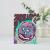 Happy Face Mixed Media Collage ポストカード (スタンド正面)