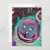Happy Face Mixed Media Collage ポストカード (正面/裏面)