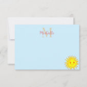 Happy Face Sunshine Monogram Personalized ノートカード (正面)