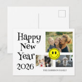 Happy Face Three Photos New Year  ポストカード (正面/裏面)