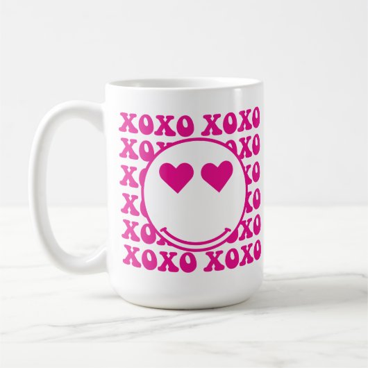 Happy Face, xoxo, valentine, custom mug, cup コーヒーマグカップ (左)