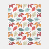 Happy Fall Autumn colorful leaves pattern フリースブランケット (正面)