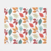 Happy Fall Autumn colorful leaves pattern フリースブランケット (正面(横))
