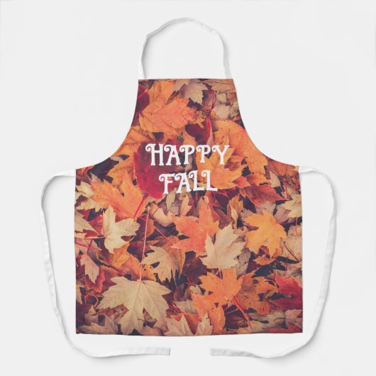 Happy Fall Autumn Leaves Cozy All-Over Print Apron エプロン (正面)