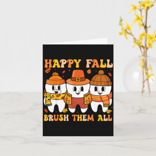Happy Fall Bruhem All Teeth Thanksgiving Dental De カード (黄色い花)