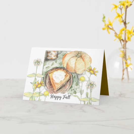 Happy Fall Pumpkin Pie Coffee Break カード (黄色い花)