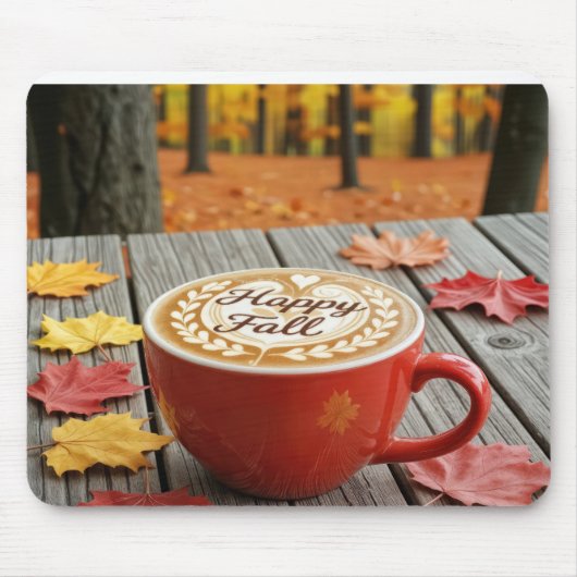 Happy Fall Red Coffee Cup マウスパッド (正面)