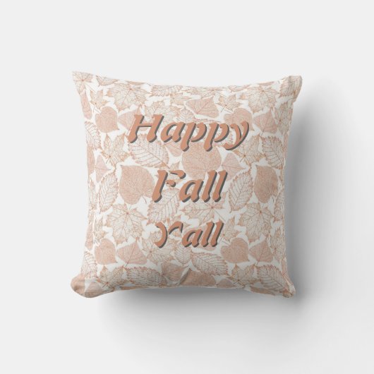 Happy Fall Y’all - エレガントな秋の葉のアクセント クッション (正面)