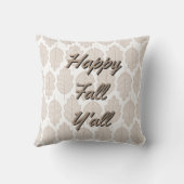 Happy Fall Y’all - ベージュの秋の葉 クッション (裏面)