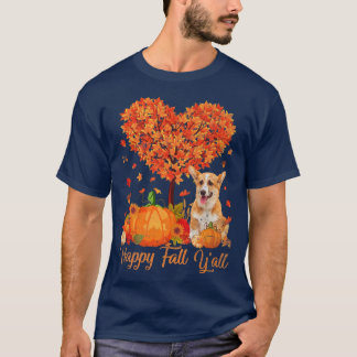 Happy Fall Yall Corgi Dog Pumpkin Thanksgiving825 Tシャツ