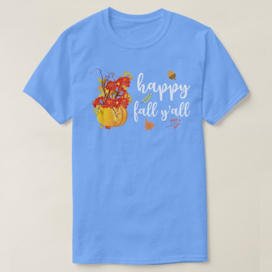 Happy Fall Y'all Cute Pumpkin Leaves Autumn Fall S Tシャツ (デザイン正面)