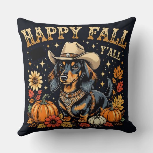 Happy Fall Y'All Dachshund  クッション (裏面)