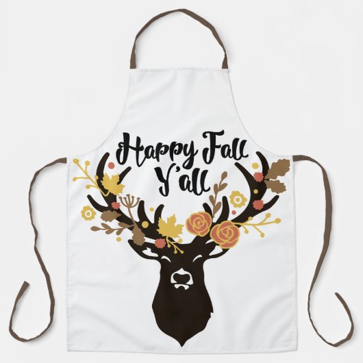 HAPPY FALL Y'ALL deer head エプロン (正面)