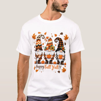 Happy Fall Y'all Gnomes , Gnomes Pumpkin Autumn Tシャツ