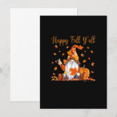 Happy Fall Y'all Gnomes With Pumpkin Autumn Thanks 招待状 (正面/裏面)