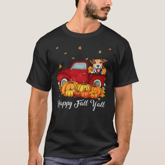 Happy Fall Y'all Jack Russell Terrier Dog Truck Pu Tシャツ (正面)