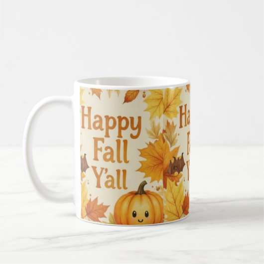 Happy Fall Y'all Mug コーヒーマグカップ (左)