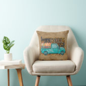 Happy Fall Y'all Pumpkin Farm Truck Throw Pillow クッション (椅子)