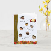 Happy Falling Acorns  カード (黄色い花)