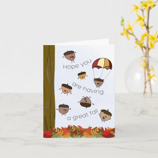 Happy Falling Acorns  カード (黄色い花)