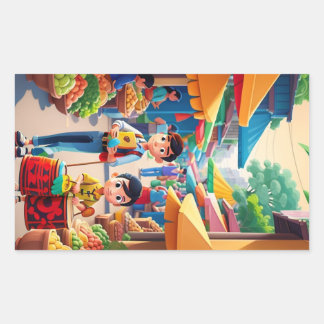 Happy Familyスタンプ 長方形シール