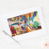 Happy Familyスタンプ 長方形シール (封筒)