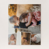 Happy Family Add Name 魅力的 4 Photo Collage ジグソーパズル (縦)