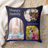Happy Family Custom Collage Throw Pillow クッション (ブランケット)