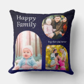 Happy Family Custom Collage Throw Pillow クッション (正面)