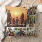 Happy Family Custom Collage Throw Pillow クッション (ブランケット)