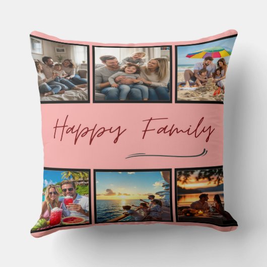 Happy Family Custom Photo Collage クッション (裏面)