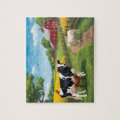 Happy Farm Animals Red Barn Rural Scene ジグソーパズル (縦)