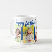 Happy Faters Day編集可能な年4フォトブルー コーヒーマグカップ (正面左)