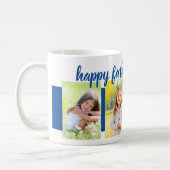 Happy Faters Day編集可能な年4フォトブルー コーヒーマグカップ (左)