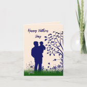 Happy Faters Day – シルエット父と子 カード (正面)