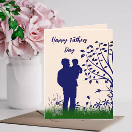 Happy Faters Day – シルエット父と子 カード