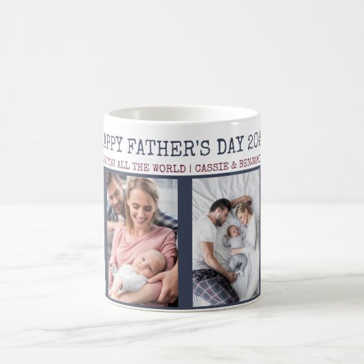 Happy Faters Day 4パーソナライズされた写真 コーヒーマグカップ (中央)
