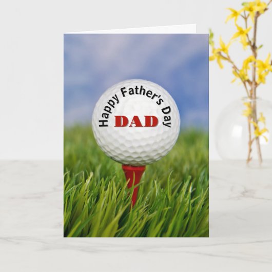 Happy Father’ day Golf Ball On a Tee カード (黄色い花)