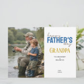 Happy Father’s Day Grandpa Blue Modern Photo カード (スタンド正面)
