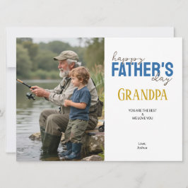 Happy Father’s Day Grandpa Blue Modern Photo カード