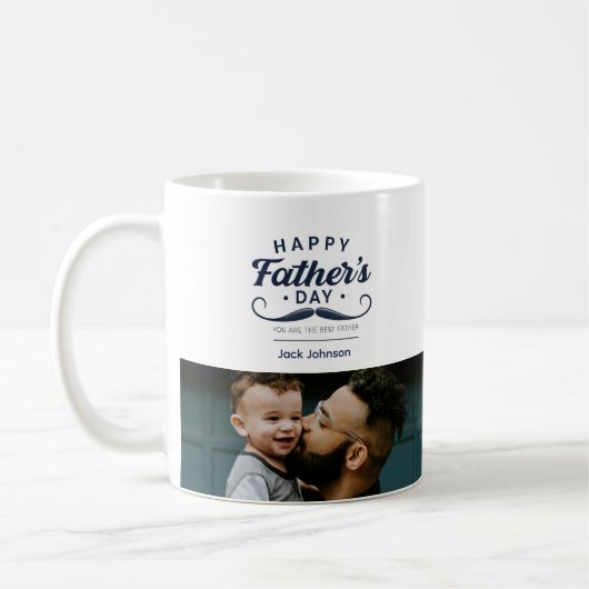 Happy Father’s Day Mustache Tribute Design コーヒーマグカップ (左)