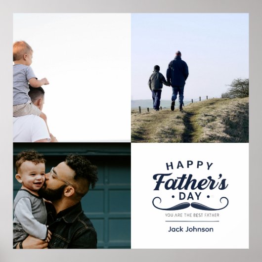 Happy Father’s Day Mustache Tribute Design ポスター (正面)