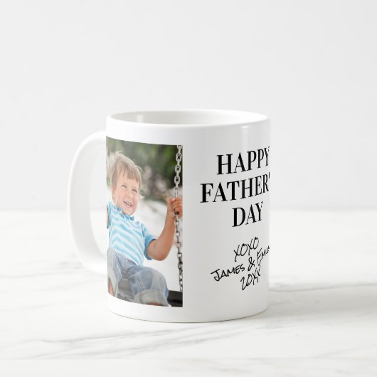 Happy Father's Dayの写真パーソナライズされたと名前 コーヒーマグカップ (正面左)