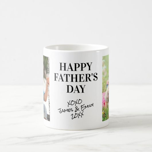 Happy Father's Dayの写真パーソナライズされたと名前 コーヒーマグカップ (中央)